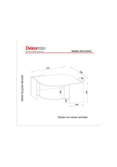 Dekorister Exclusive Marbel Orta Sehpa Ceviz-Mermer