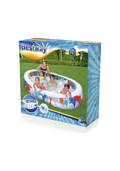 Bestway Eliptik. Elips Renkli Şişme Havuz 229x152x51 CM - 54066 Çok Renkli
