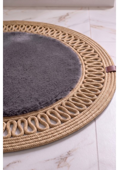 Banyo Paspası Takımı 60x100+40x60 Cm İç Trikot Antrasit Gri & Camel