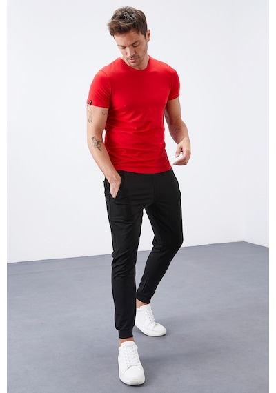 Tommy Life Siyah Fermuar Cepli Dar Kalıp Jogger Erkek Eşofman Alt - 84343 Siyah