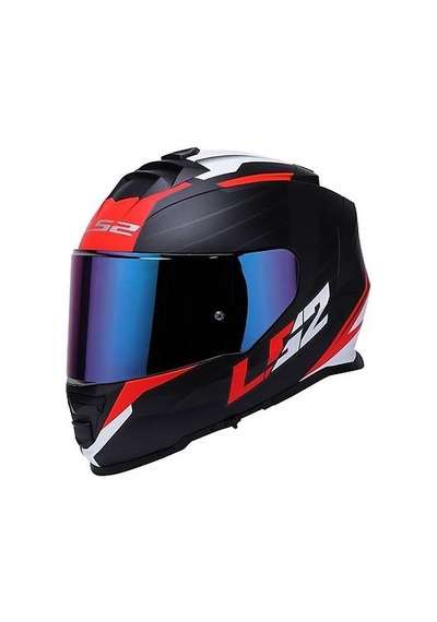 Ls2 Storm 2 Nerve Kırmızı Kapalı Motosiklet Kaskı Gökkuşağı Camlı Siyah - Beyaz
