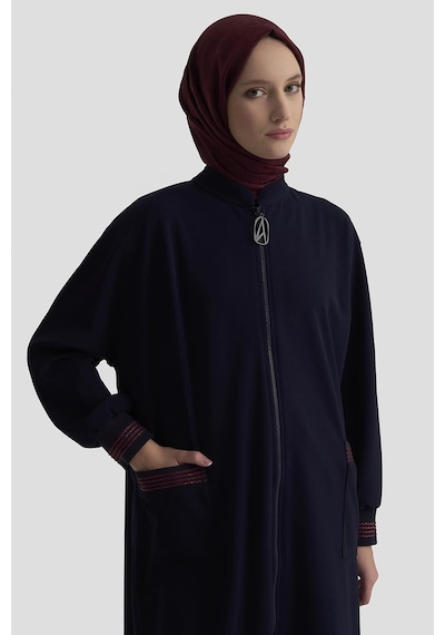 Armine Trend Kolları Ribanalı Boydan Fermuarlı Cepli Giy Çık Lacivert 25kt557