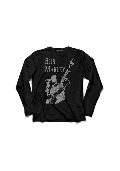 Reggae Bob Marley Gitar Sahne Müzik Kralı Uzun Kollu Tişört (512929770)