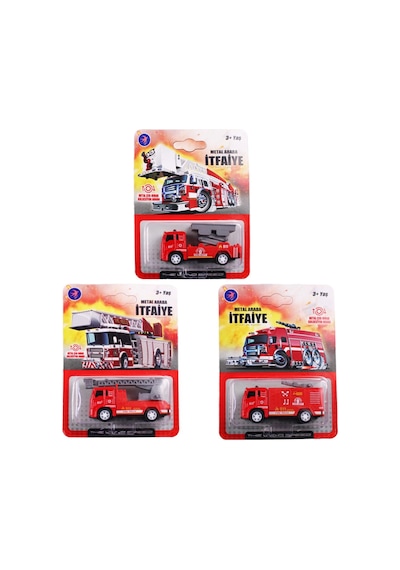 3'lü Metal Çek Bırak İtfaiye Araba Seti - Dayanıklı Diecast Oyuncak İtfaiye Araçları