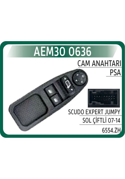 Aem Cam Açma Anahtarı Ön Sol Peugeot Expert Iıı-cıtroen Jumpy Iıı-fıat Scudo Iıı 07- Ayna Kumandalı 12 Fişli Aem30 0636 6554.zh 6554.zj 6490.p4 1499610898