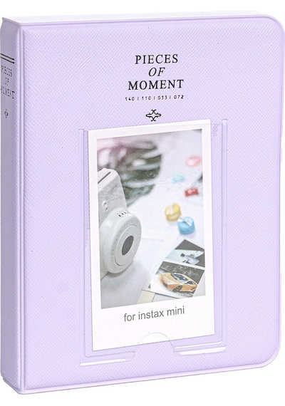 Fujifilm Instax Mini 12 Fotoğraf Makinesi + 10'lu Film + Kıskaçlı Stand + Pvc Albüm + Simli Pleksi Kılıf Seti Lila