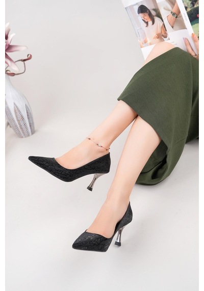 Nesilshoes Nesil Shoes Özma 6177 Siyah Topuklu Kadın Stiletto