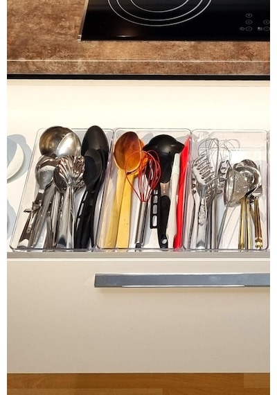 Color House 3 Adet Kepçelik Organizer Şeffaf Çekmece İçi Düzenleyici 30,8 Cm 15,4 Cm X3 Adet Şeffaf 30 X 49 Diğer