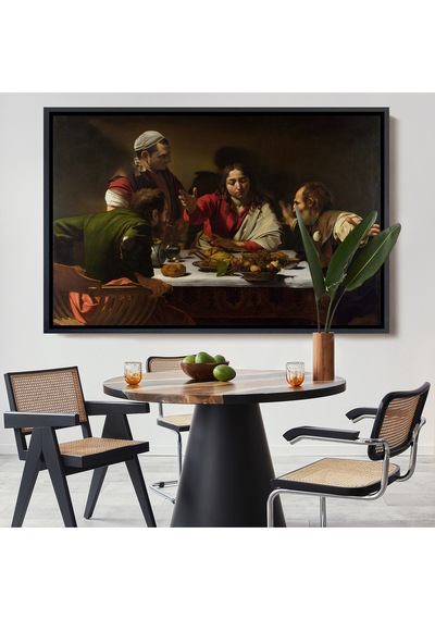 Ahşap Çerçeveli Caravaggio - Emmaus'ta Akşam Yemeği Tablo - Supper At Emmaus-7137