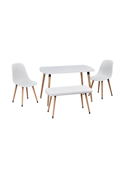 Vilinze Eames Sandalye-bank Argos Ahşap Mdf Sabit Mutfak Masası Takımı - 70x120 Cm Beyaz Vilinze Eames Sandalye-bank Argos Ahşap Mdf Sabit Mutfak Masası Takımı - 70x120 Cm Beyaz