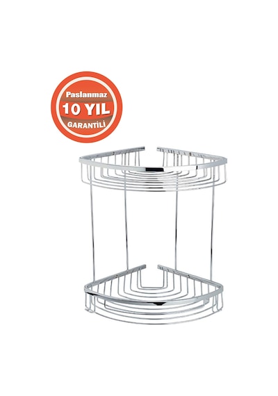 Çelik Banyo Paslanmaz Pirinç Destina 2'li 19x19 Cm Şampuanlık Süngerlik Köşelik Krom