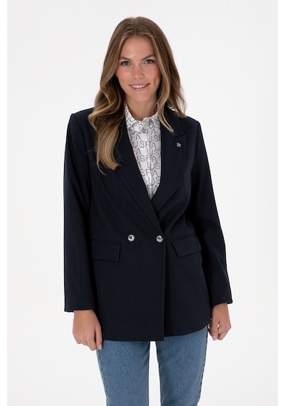 U.S. Polo Assn. Kadın Lacivert Çizgili  Ceket 50314944-VR033