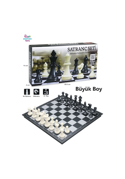3'lü Büyük Boy Manyetik Oyun Seti - Satranç - Tavla - Dama 3'ü 1 Arada Set