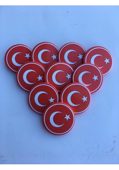 20 Adet Kırmızı Ay Yıldız Türk Bayrağı Yaka Rozeti