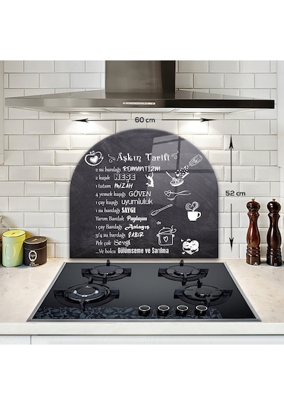 Decorita Cam Ocak Arkası Koruyucu | Oval Şekilli | Aşkın Tarifi
