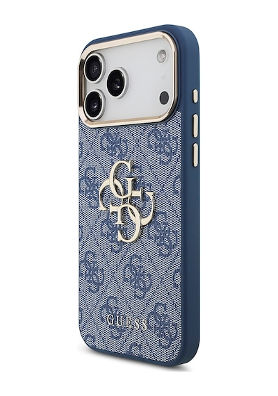 Apple Uyumlu iPhone 18 Pro Max Kılıf Guess Lisanslı Gold Metal Kamera Çerçeve Metal Büyük 4g Ve Yazı Logolu Mavi