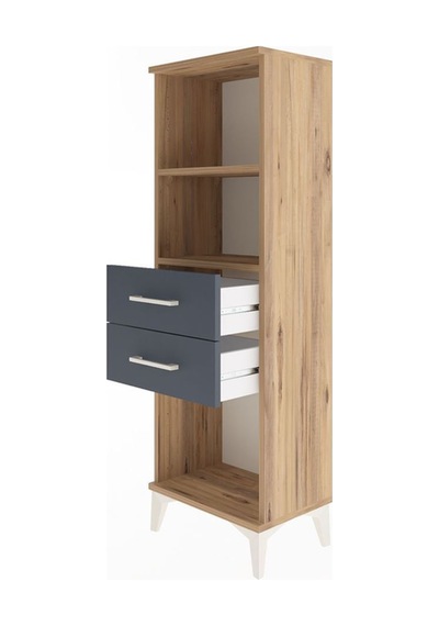 Arges Dolap 2 Raflı 2 Çekmeceli 44x30x134 Çam-antrasit Atlas Çam