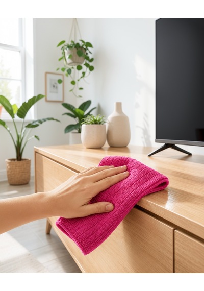 Çok Amaçlı Pembe Mikrofiber Bez Çizmeden Etkili Yüzey Temizliği 52774368