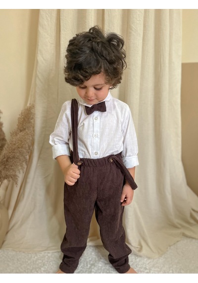 Miababy Papyonlu Fitilli Üçlü Takım kahverengi