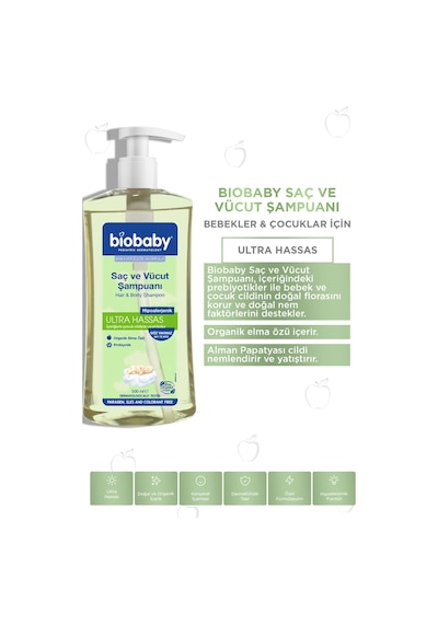 Biobaby Ultra Hassas Saç Ve Vücut Şampuanı 500 ml Prebiyotik Alman Papatyası - Organik Içerik