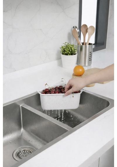 Vantuzlu Üçgen Lavabo Süzgeci Mutfak Evye Köşe Süzgeci Beyaz Plastik Diğer
