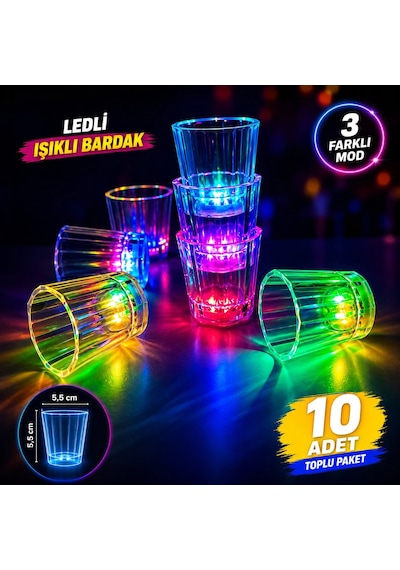 10'lu Led Işıklı Parti Bardağı Seti 5286