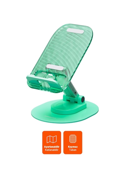 Polosmart Pbs171 Telefon Tablet Standı Ayarlanabilir Masaüstü Tutucu 4-10,2 İnç Uyumlu Silikon Yeşil