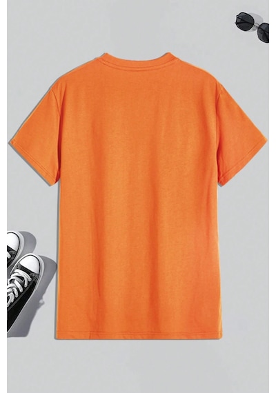 Erkek Milano Baskılı Oversize Tshirt Turuncu
