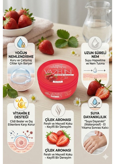 Cire Aseptine Vazelin Çilek 150 Ml 6 Adet