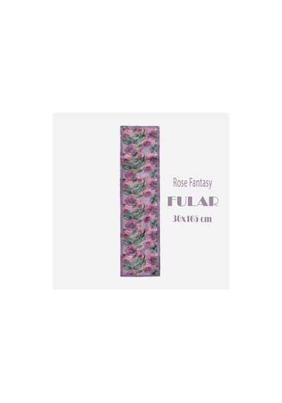 Lila Rose Fantasy Desen Kadın Saten Fular 30x165cm Çok Renkli