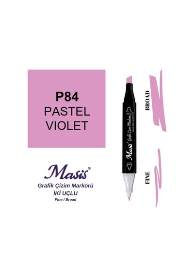 Çift Uçlu Marker Grafik Çizim Kalemi 84 Fuşya Menekşe