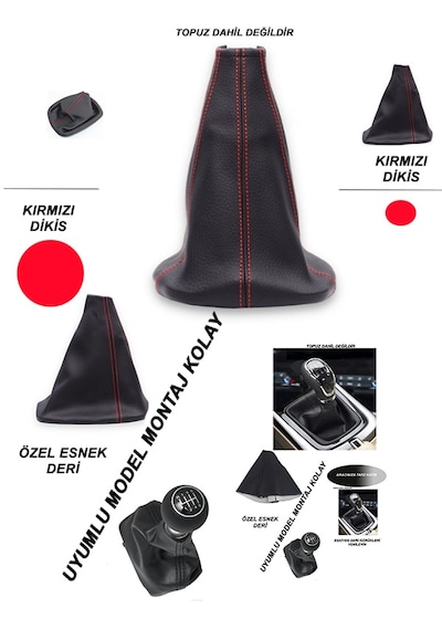 Kıa Optıma Uyumlu Araç,araba,oto Vites Körüğü Kırmızı Dikiş Audi A6