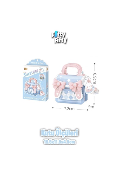 Loz Micro Block Sweet Bag Serisi Mavi Tavşan Figürlü Çanta 330 Parça Oyuncak Yapım Seti Fflz-8845
