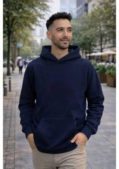 Luxic Core Oversize Erkek Kapüşonlu Sweatshirt Geniş Kalıp, Rahat Kesim, Günlük Ve Şık Kullanım Lacivert