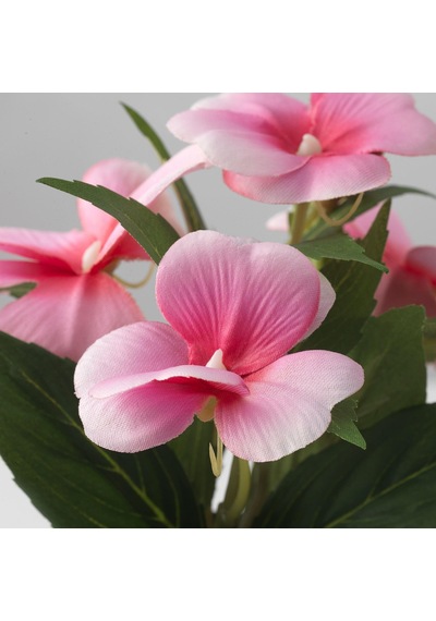 Saksılı Yapay Bitki Pembe Balsam Çiçeği, Meridyendukkan 9 Cm İç/dış Mekan