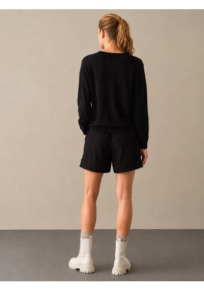 Xint Siyah Slim Fit Açık V Yaka Pamuk Hırka 850832