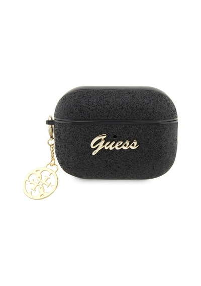 Apple Uyumlu AirPods Pro 2 Kılıf Guess Glitter 4g Charm Exclusive Tasarım Siyah