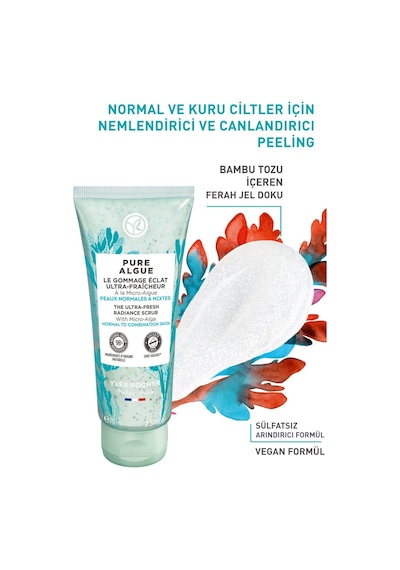 Yves Rocher Normal ve Kuru Ciltler İçin Pure Algue Prebiyotik Yüz Peelingi 75 ML