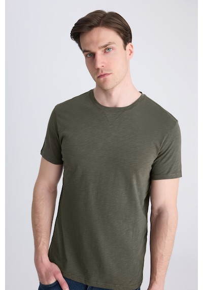 Twn Slim Fit Haki Düz %100 Pamuklu T-shirt 4ec1447011072 H01