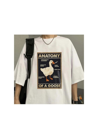 Tarzsokak Duck Anatomy Baskılı Beyaz Unisex Oversize