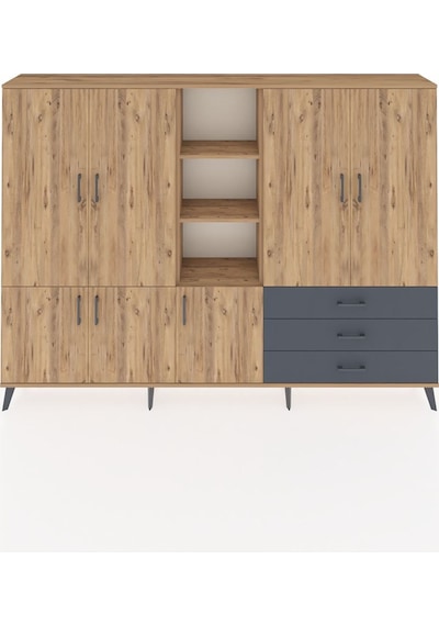 Arges Dolap 11 Raflı 3 Çekmeceli 7 Kapaklı 220x30x163 Çam-çam/antrasit Atlas Çam/antrasıt - Atlas Çam Arges Dolap 11 Raflı 3 Çekmeceli 7 Kapaklı 220x30x163 Çam-çam/antrasit Atlas Çam/antrasıt - Atlas Çam