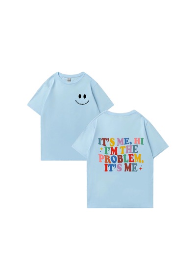 Flood Of Style Sıcak Satış Bu Bana Merhaba Ben Sorun Baskı T Shirt Erkekler Kadınlar Hip Hop Streetwear Mavi