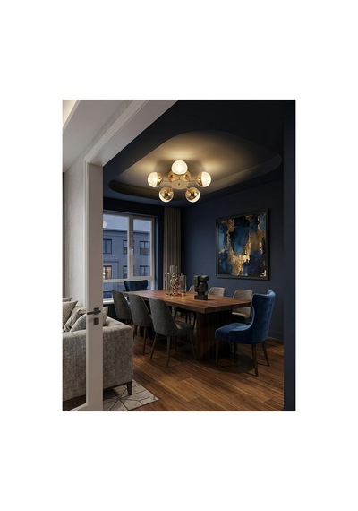 LumiaLighting Vera Model Gold 5"li Kumandalı Ledli 3 Renk Modu Kristal Salon Mutfak Yatak Çocuk Odası Avize Altın