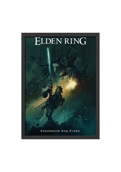Elden Ring Siyah Ahşap Çerçeveli Poster, Dekoratif Oyun Duvar Tablosu