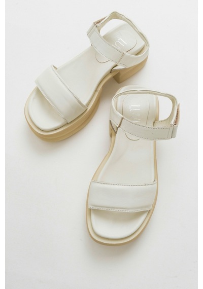 Luvishoes Swan Krem Kadın Deri Sandalet Krem