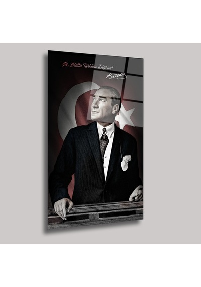 Atatürk - Ne Mutlu Türküm Diyene - Cam Tablo - Deg0286