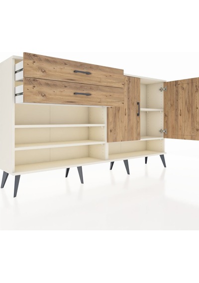 Arges Konsol 4 Raflı 2 Çekmeceli 2 Kapaklı 176x30x99 Aytaşı-çam Aytaşı-çam