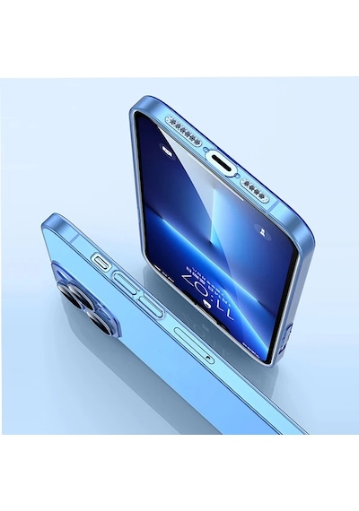 Ally Apple iPhone Uyumlu 13 Pro 6.1inch Frosted Glass Şeffaf Kamera Korumalı Kılıf- 5775 Siyah