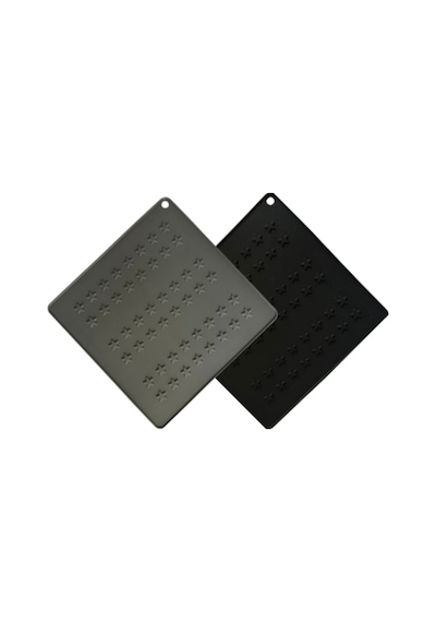 2 Li Siyah Ve Gri Silikon Nihale Seti 16x16 Cm Sıcak Tencere Tava Altlığı Masa Tezgâh Koruyucu Diğer
