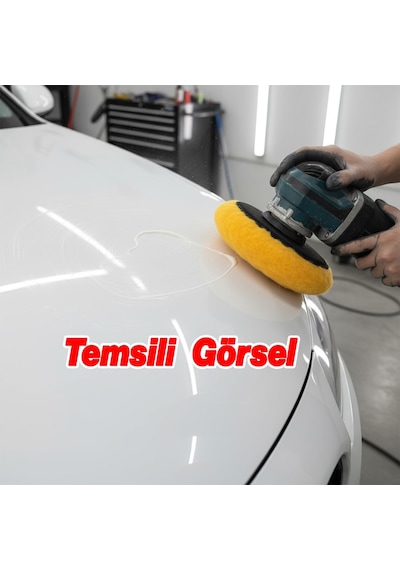 Sarı Renk 3 Adet Orta Sert Koyun Kuzu Postu Pedi Ø 125 Mm Pasta Cila Polisaj Cırt Tabanlı Yün
